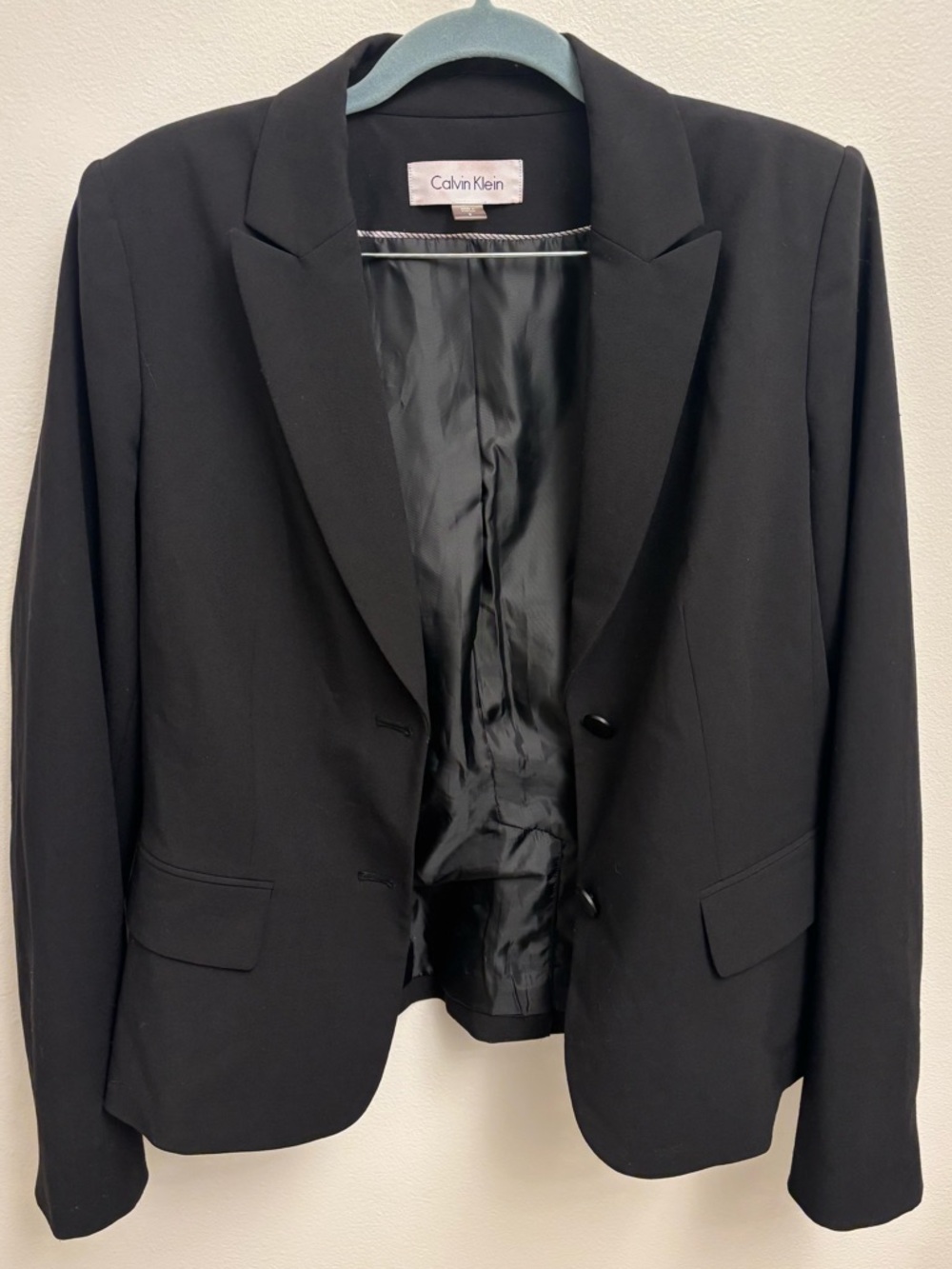 Calvin Klein Black Two-Button Tailored Blazer Career Jacket Women’s 8 - Picture 2 of 13